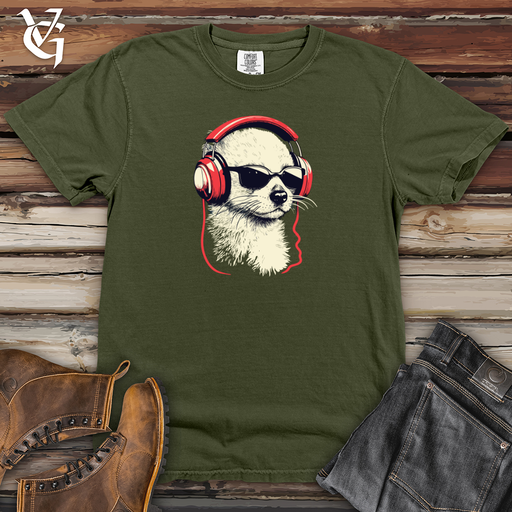 Viking Goods Ferret Headphone Harmony Heavy Cotton Comfort Colors Tee Moss / L