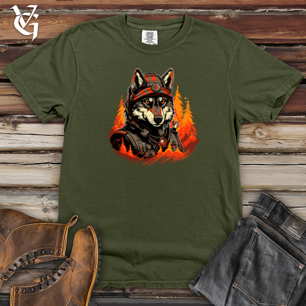 Viking Goods Firefighter Wolf Bravery Heavy Cotton Comfort Colors Tee Moss / L