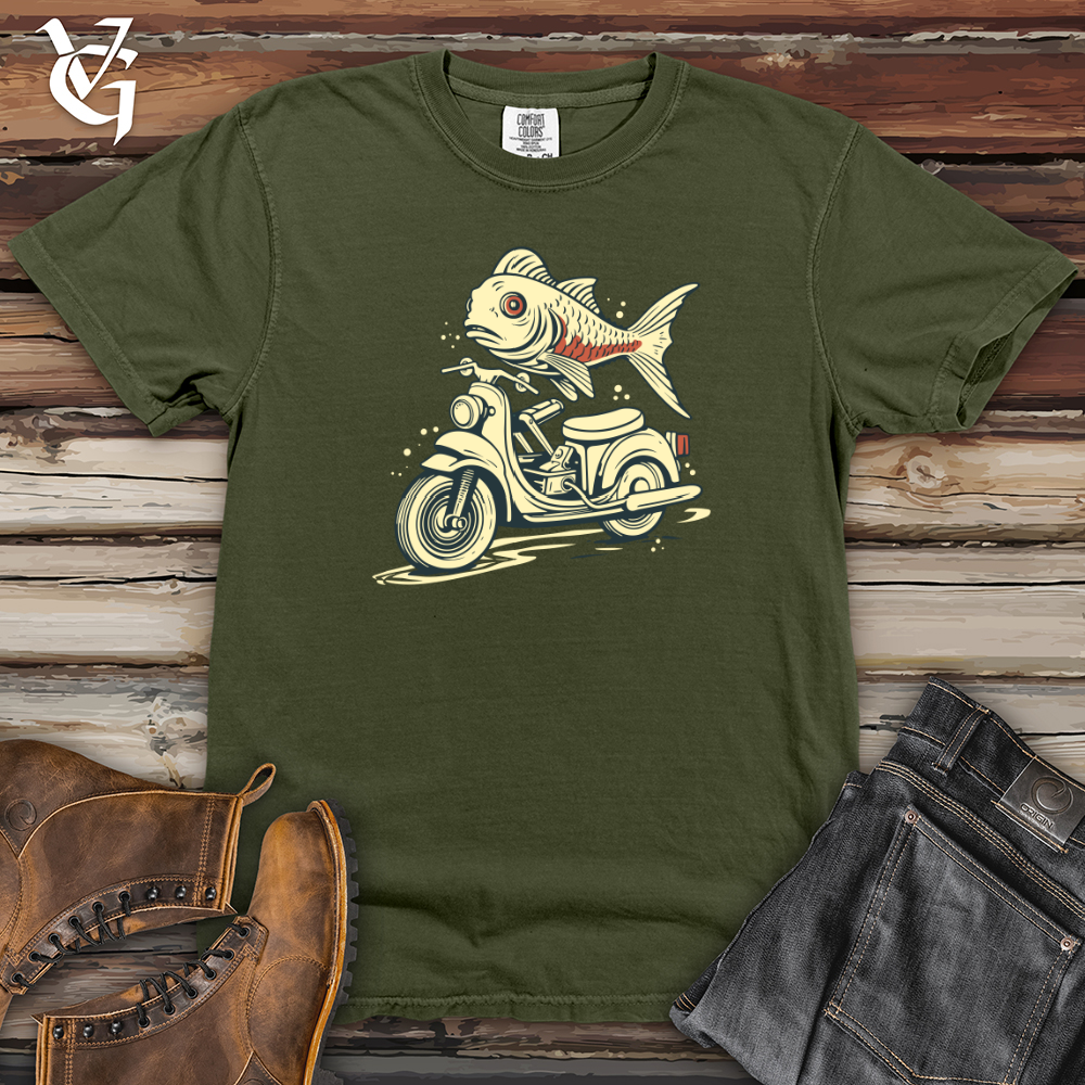 Viking Goods Fish Scooter Escape Heavy Cotton Comfort Colors Tee Moss / L