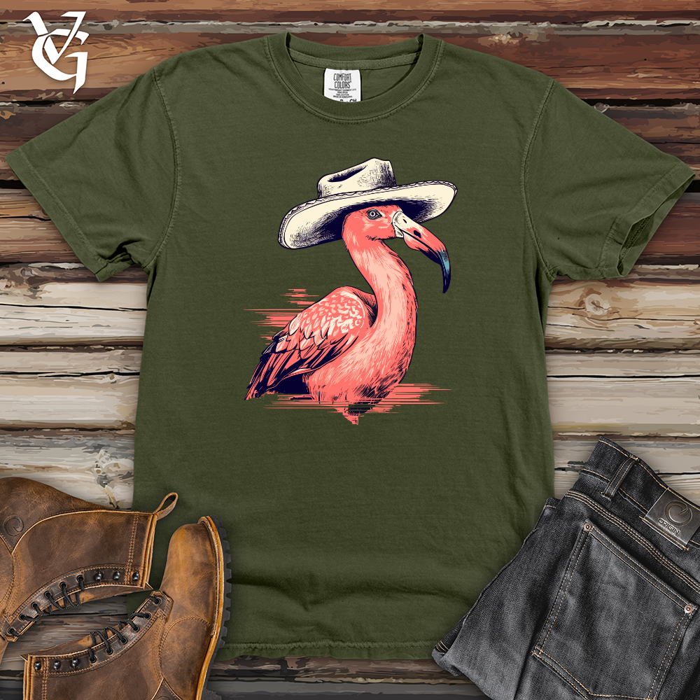 Viking Goods Flamingo Tropical Trek Cowboy Cap Heavy Cotton Comfort Colors Tee Moss / L