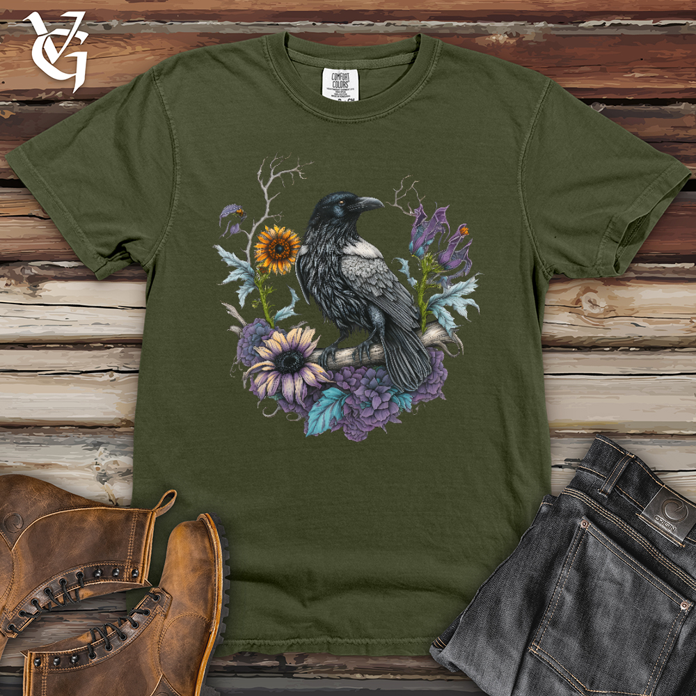 Viking Goods Flower Wreath Raven Heavy Cotton Comfort Colors Tee Moss / L