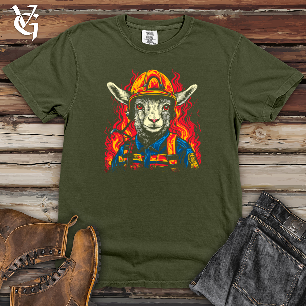 Viking Goods Goat Firefighter Bravery Heavy Cotton Comfort Colors Tee Moss / L