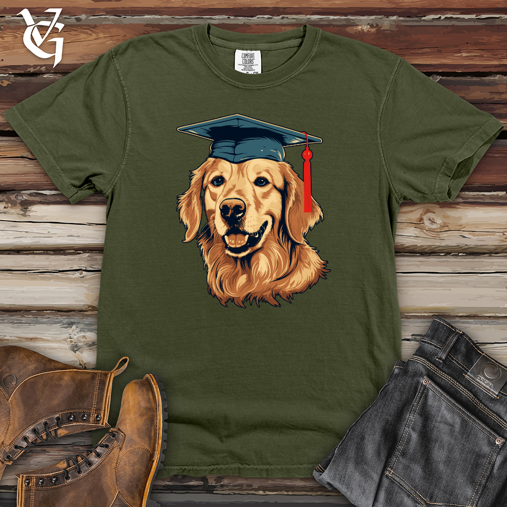 Viking Goods Graduation Celebration Golden Retriever Heavy Cotton Comfort Colors Tee Moss / L