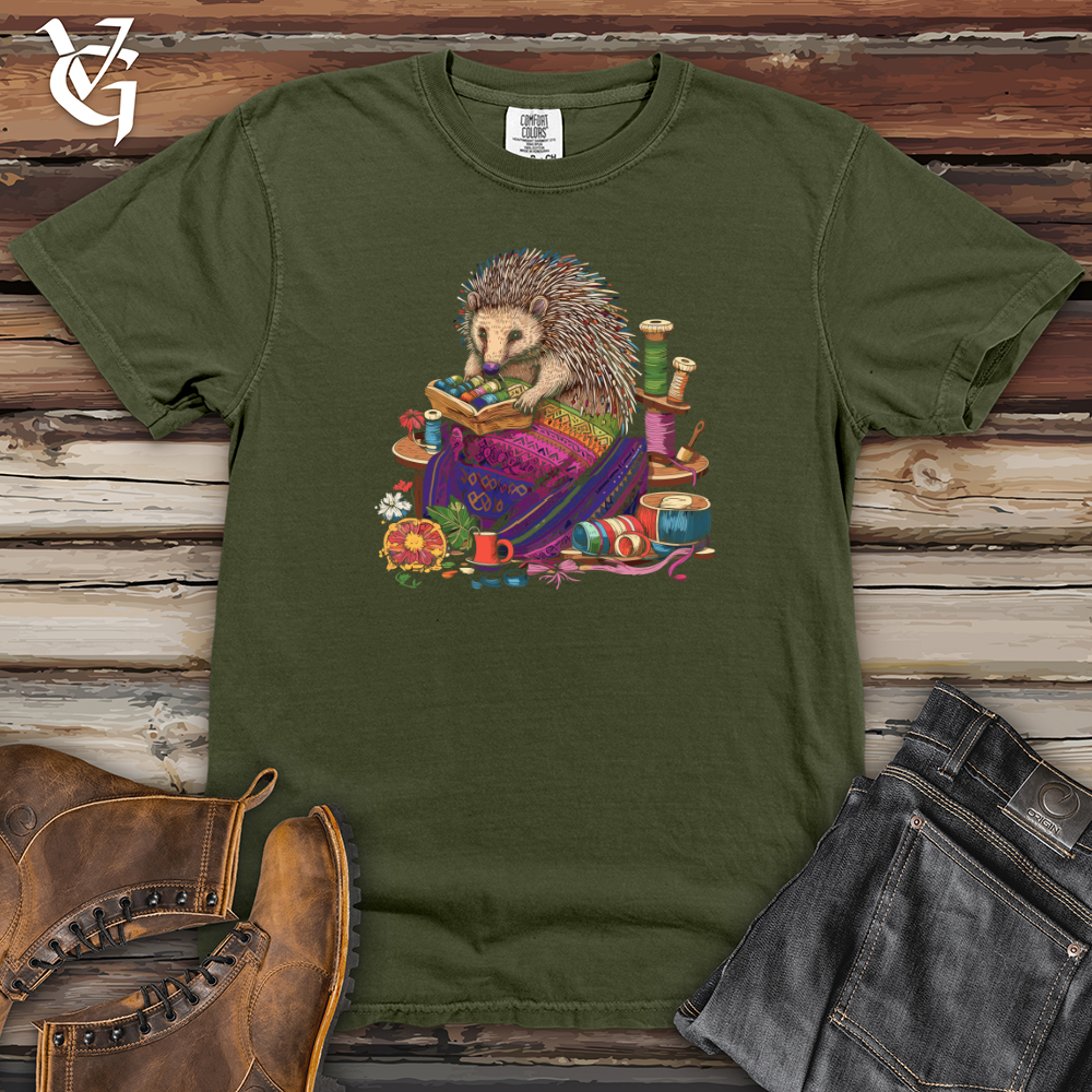 Viking Goods Hedgehog Sewing Delight Heavy Cotton Comfort Colors Tee Moss / L