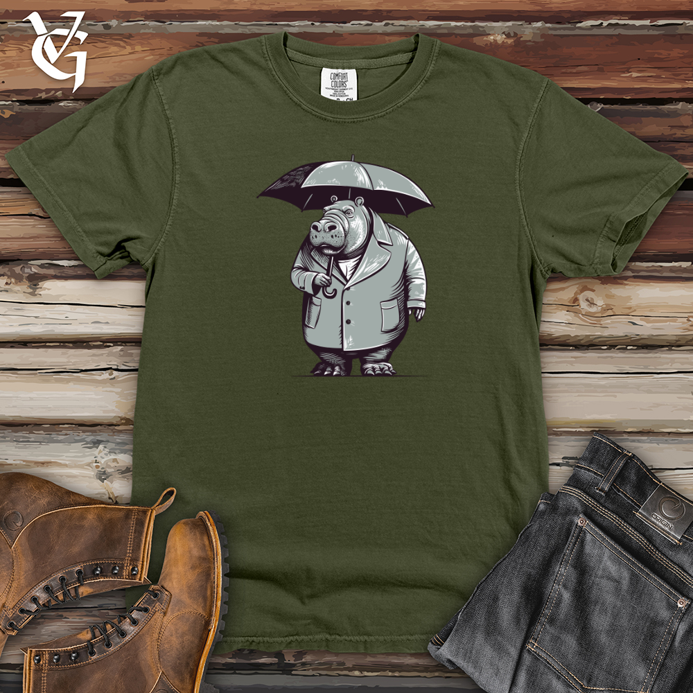 Viking Goods Hippopotamus River Drizzle Umbrella Haven Heavy Cotton Comfort Colors Tee Moss / L