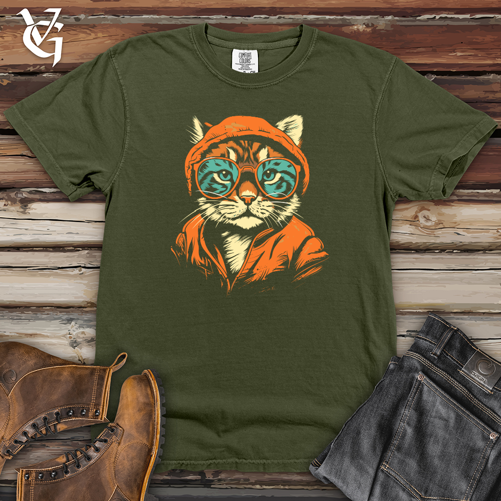 Viking Goods Hipster Cat Attitude Heavy Cotton Comfort Colors Tee Moss / L