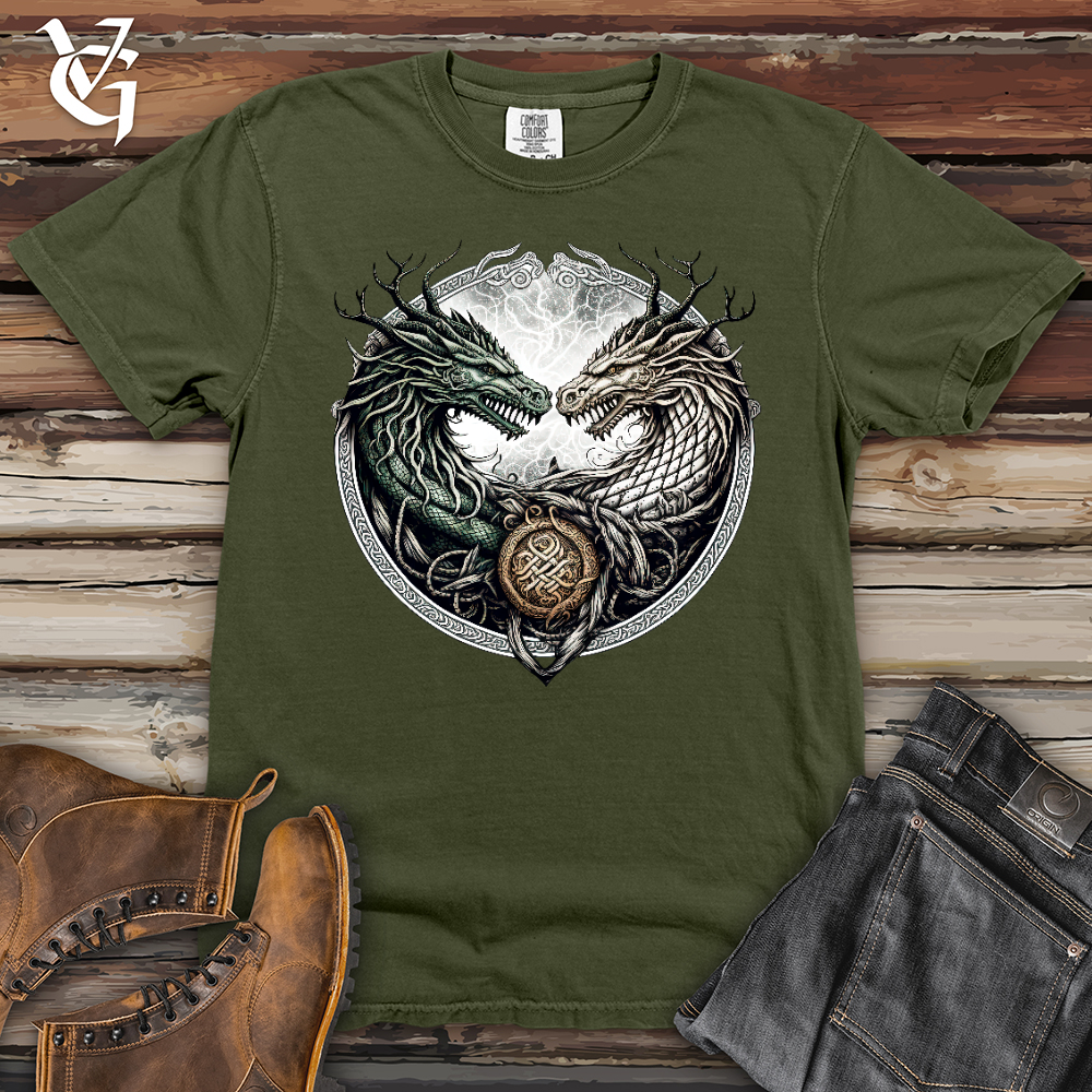 Viking Goods Horned Twin Dragons Heavy Cotton Comfort Colors Tee Moss / L