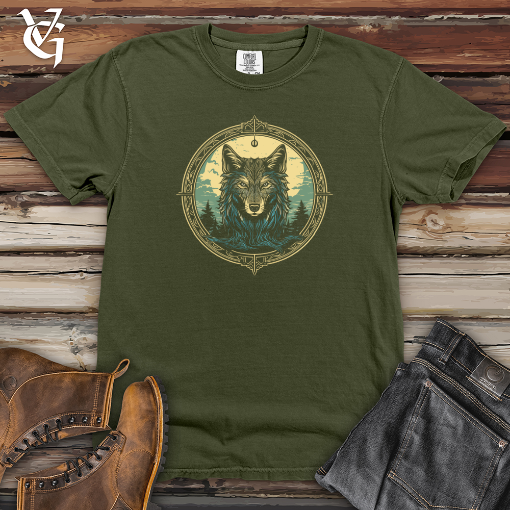 Viking Goods Mystic Wolf Compass Heavy Cotton Comfort Colors Tee Moss / L