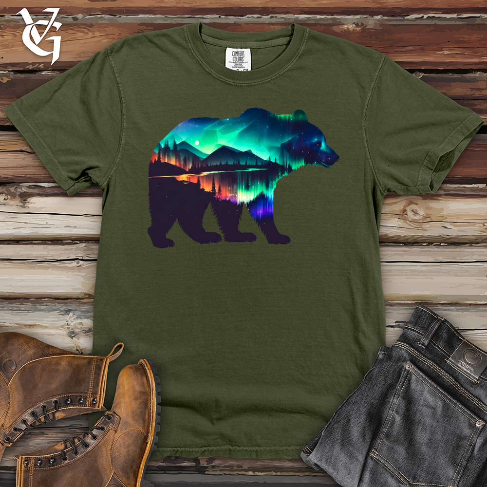 Viking Goods Northern Lights Bear Heavy Cotton Comfort Colors Tee Moss / L