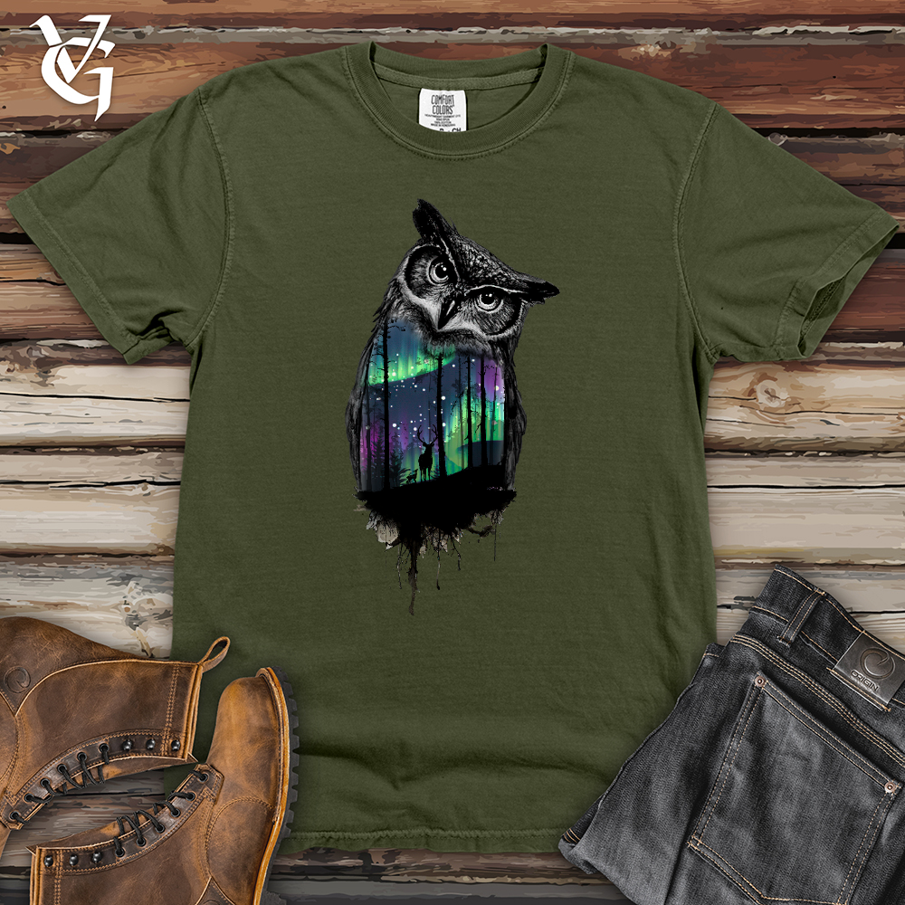 Viking Goods Northern Lights Owl Heavy Cotton Comfort Colors Tee Moss / L