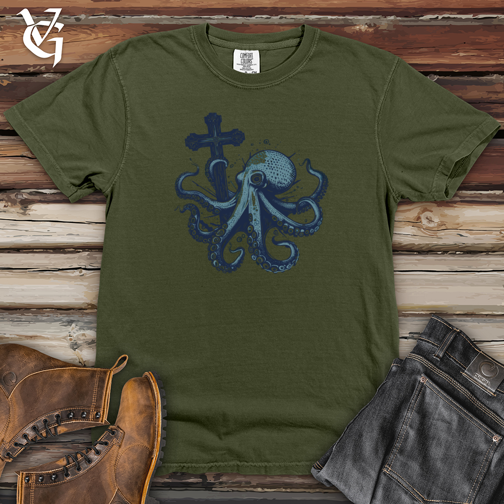 Viking Goods Octopus Cross Heavy Cotton Comfort Colors Tee Moss / L