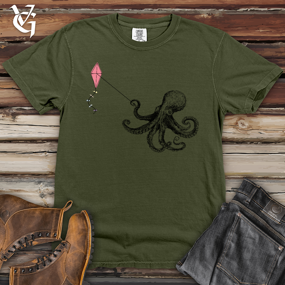 Viking Goods Octopus Flying Kyte Heavy Cotton Comfort Colors Tee Moss / L