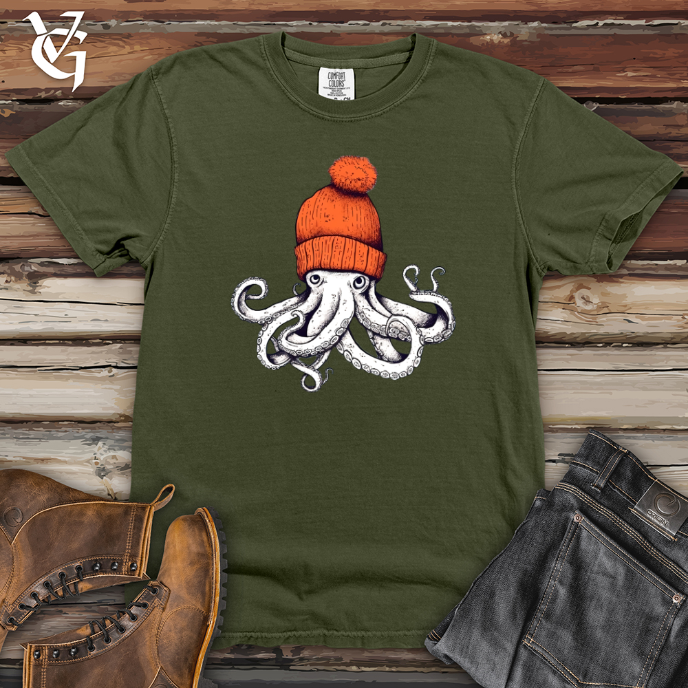 Viking Goods Octopus Orange Beanie Heavy Cotton Comfort Colors Tee Moss / L