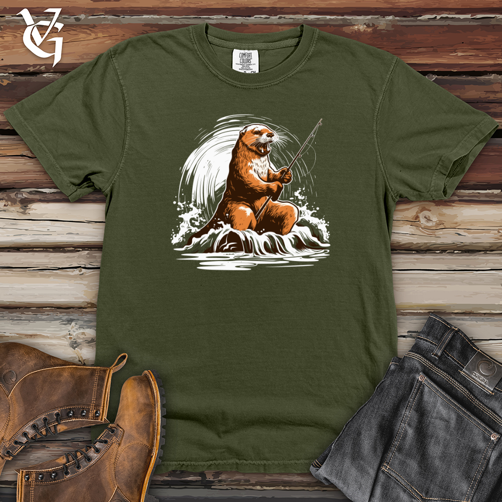 Viking Goods Otter Fishing Adventure Heavy Cotton Comfort Colors Tee Moss / L