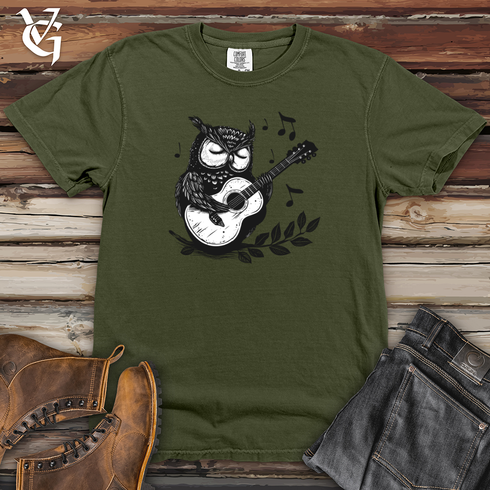 Viking Goods Owl Guitar Serenade Heavy Cotton Comfort Colors Tee Moss / L