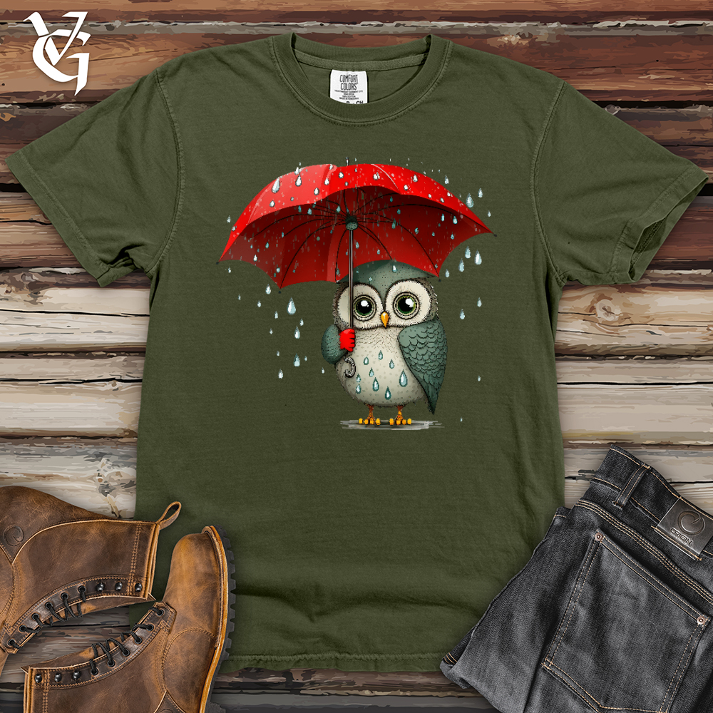 Viking Goods Owl In The Rain Heavy Cotton Comfort Colors Tee Moss / L