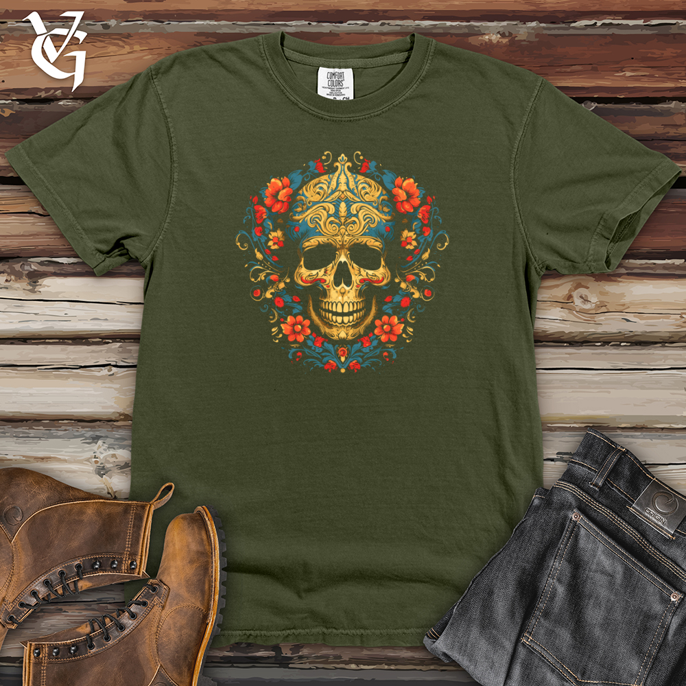 Viking Goods Paisley Skull Revival Heavy Cotton Comfort Colors Tee Moss / L