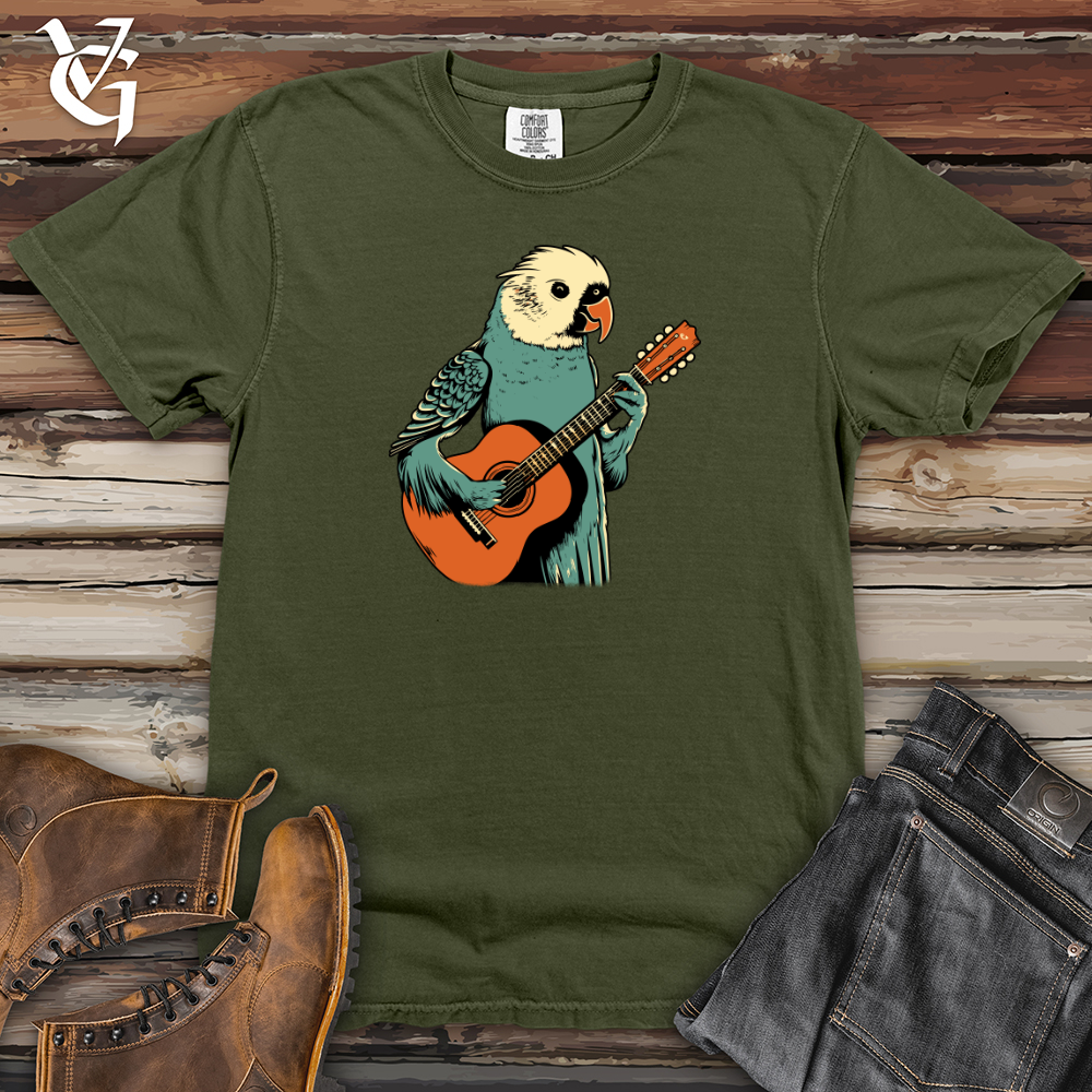 Viking Goods Parakeet Strumming Guitar Heavy Cotton Comfort Colors Tee Moss / L