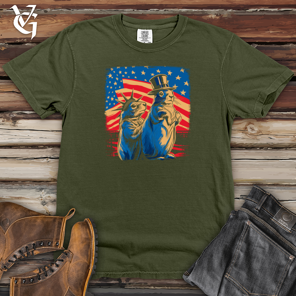 Viking Goods Patriotic Squirrels Display Heavy Cotton Comfort Colors Tee Moss / L