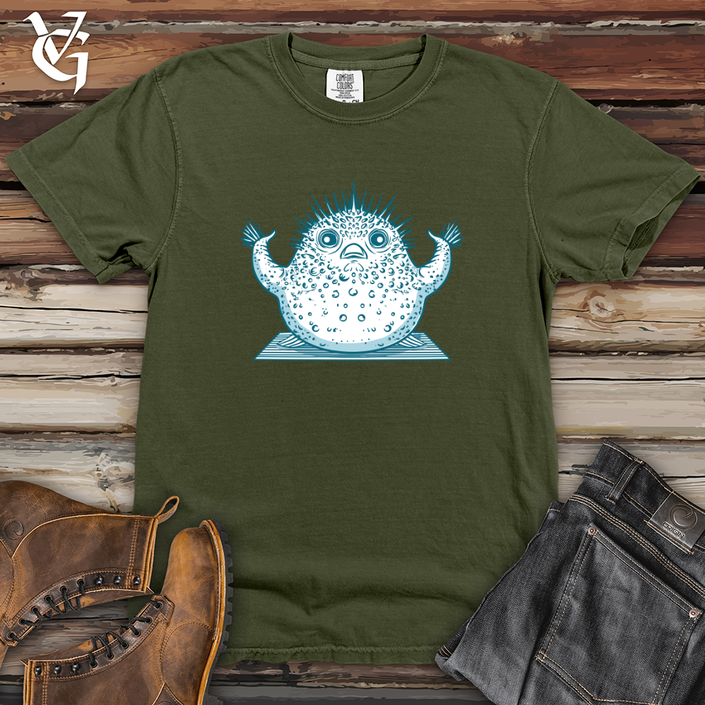 Viking Goods Pufferfish Yoga Pose Heavy Cotton Comfort Colors Tee Moss / L