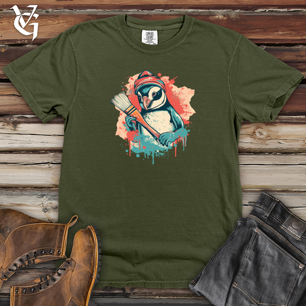 Viking Goods Retro Artistic Penguin 01 Heavy Cotton Comfort Colors Tee Moss / L