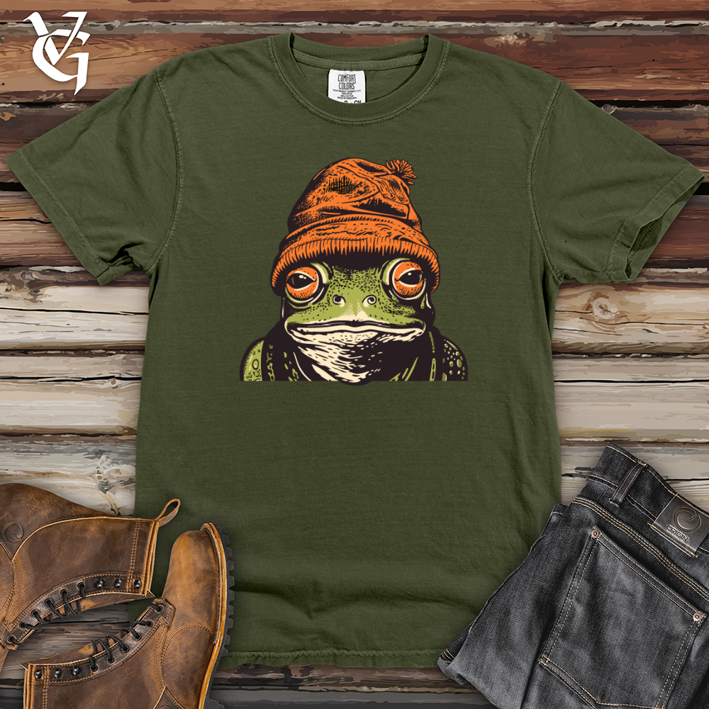 Viking Goods Retro Beanie Frog Heavy Cotton Comfort Colors Tee Moss / L