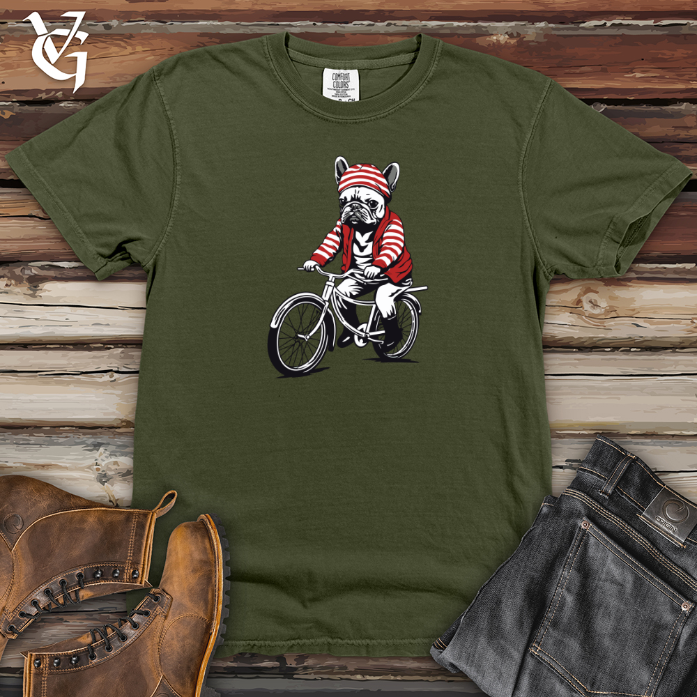 Viking Goods Retro Bicycle Riding Frenchie Heavy Cotton Comfort Colors Tee Moss / L