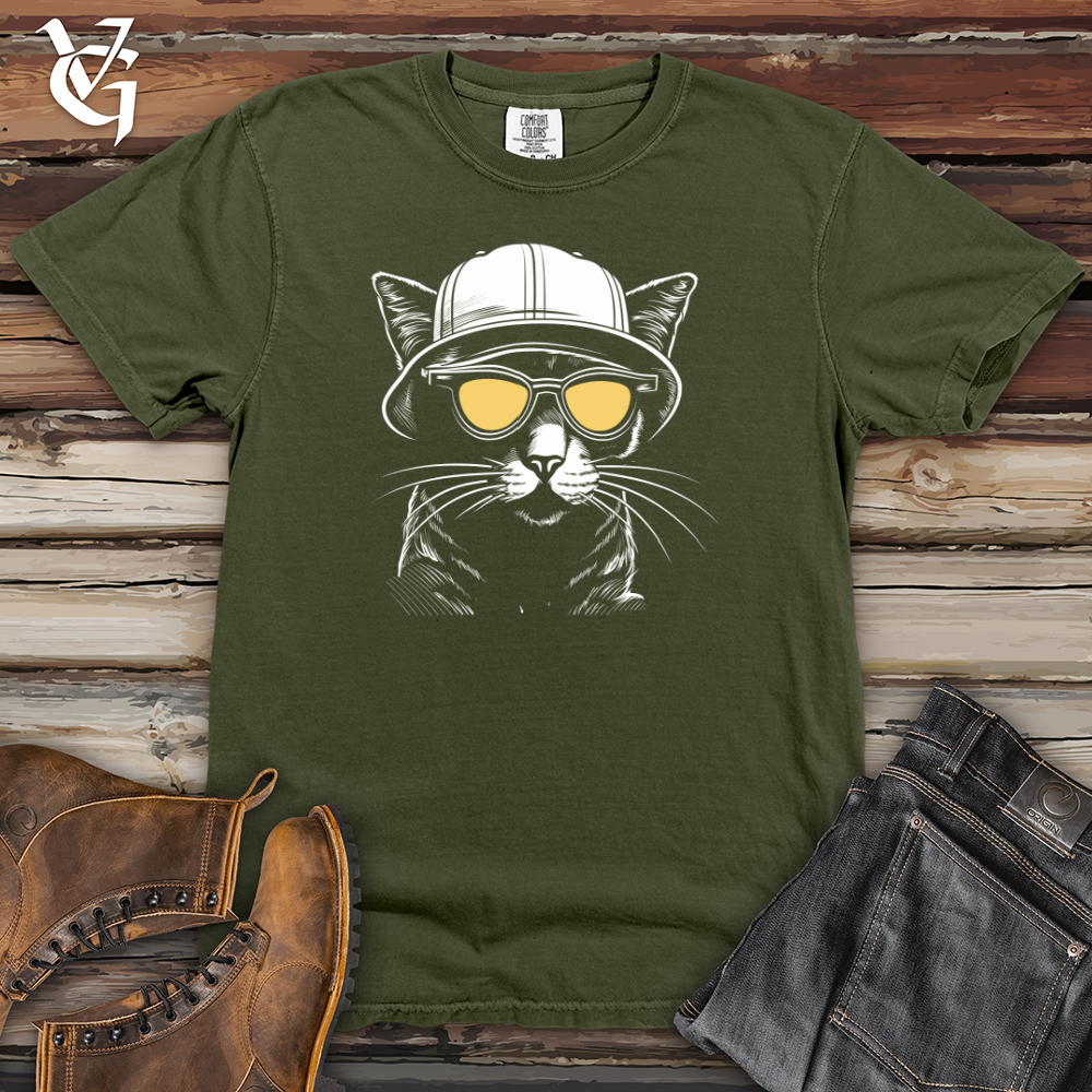 Viking Goods Retro Cap & Shades Cat Heavy Cotton Comfort Colors Tee Moss / L