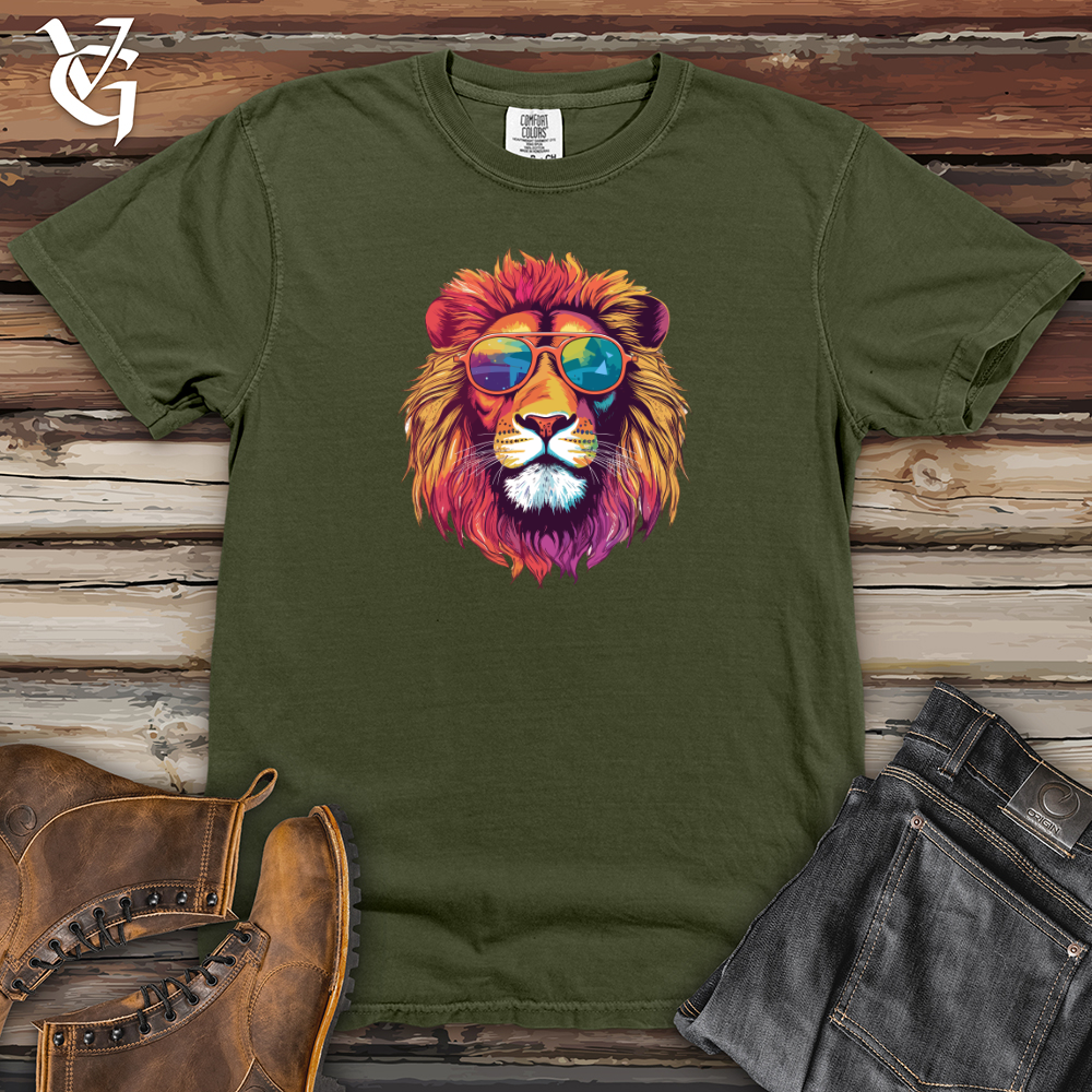 Viking Goods Retro Cosmic Shades Lion Heavy Cotton Comfort Colors Tee Moss / L
