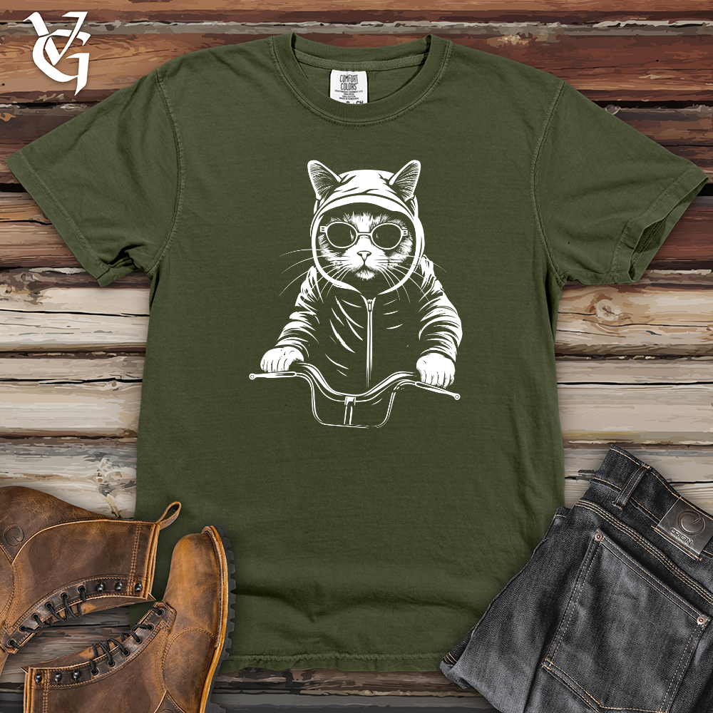 Viking Goods Retro Cycle Cat Heavy Cotton Comfort Colors Tee Moss / L
