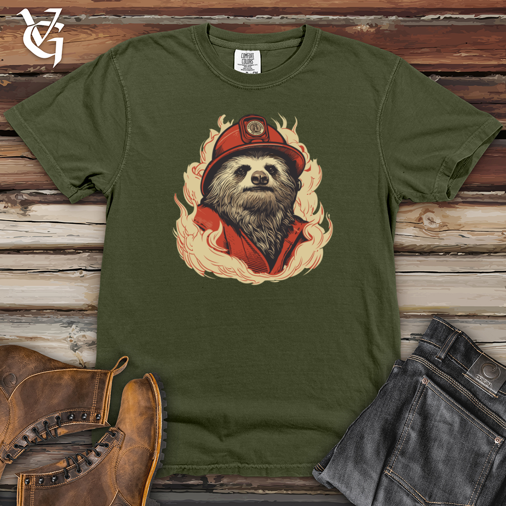 Viking Goods Retro Fire Sloth Heavy Cotton Comfort Colors Tee Moss / L