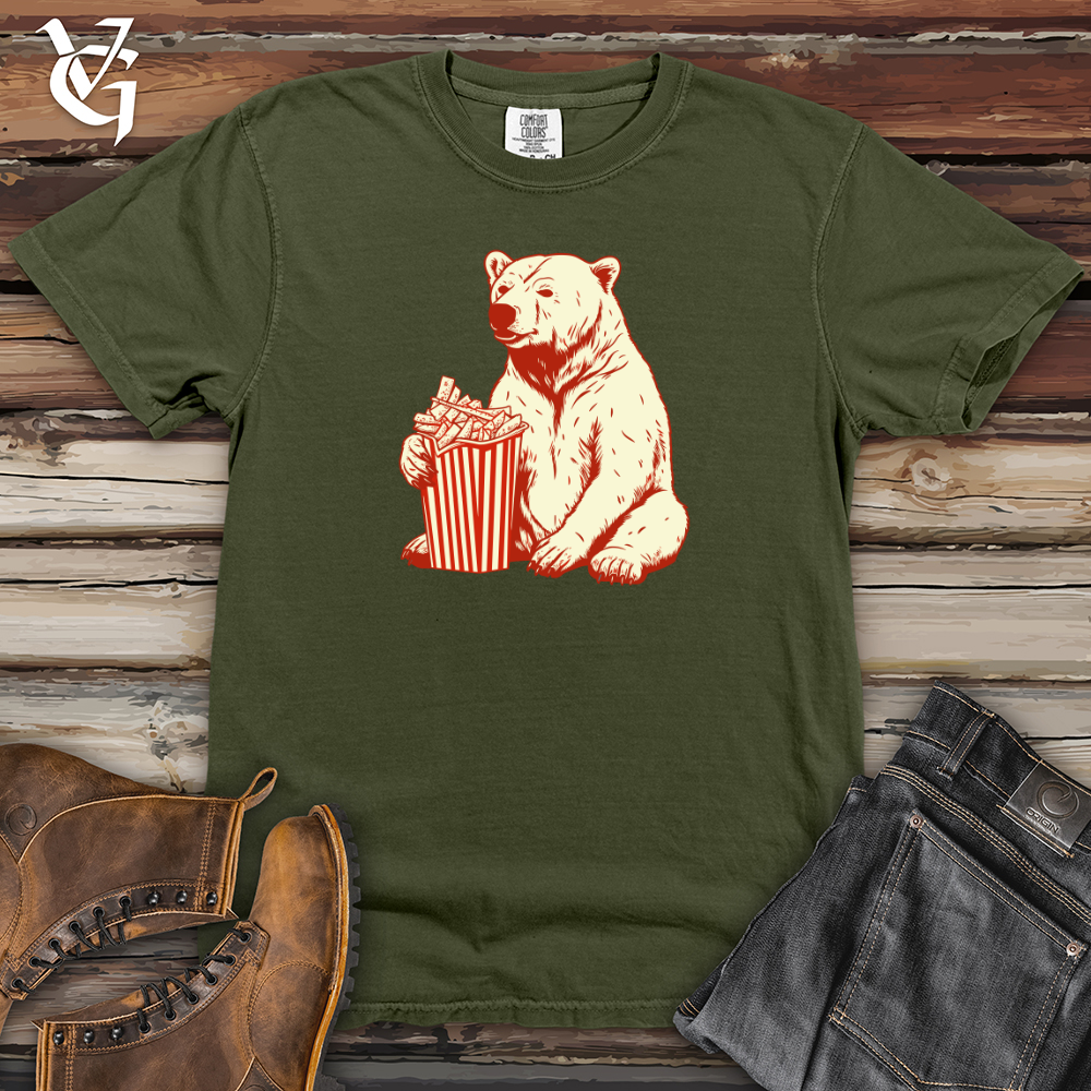 Viking Goods Retro Fry Loving Bear 01 Heavy Cotton Comfort Colors Tee Moss / L