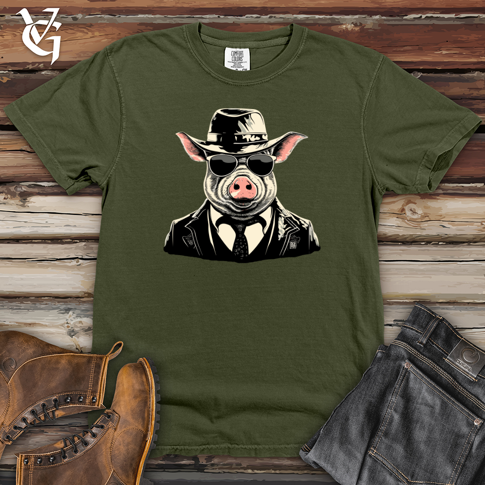 Viking Goods Retro Gangster Hog Heavy Cotton Comfort Colors Tee Moss / L