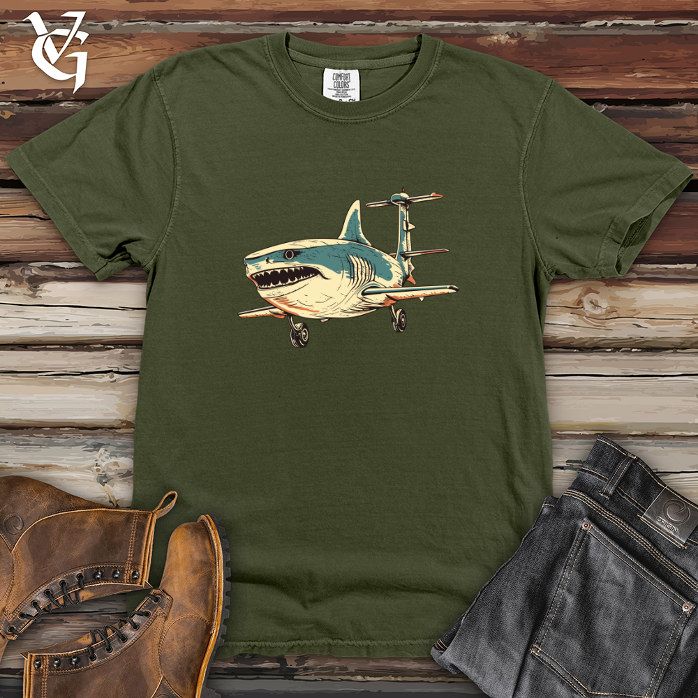 Viking Goods Retro HeliShark Heavy Cotton Comfort Colors Tee Moss / L