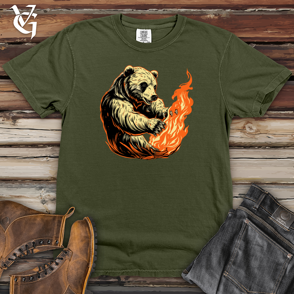 Viking Goods Retro Inferno Bear Heavy Cotton Comfort Colors Tee Moss / L