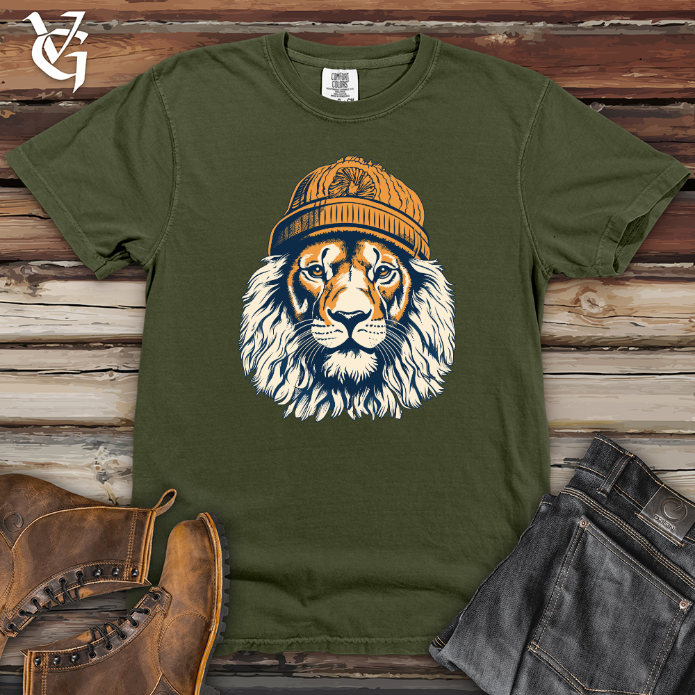 Viking Goods Retro Pompom Snow Hat Lion Heavy Cotton Comfort Colors Tee Moss / L