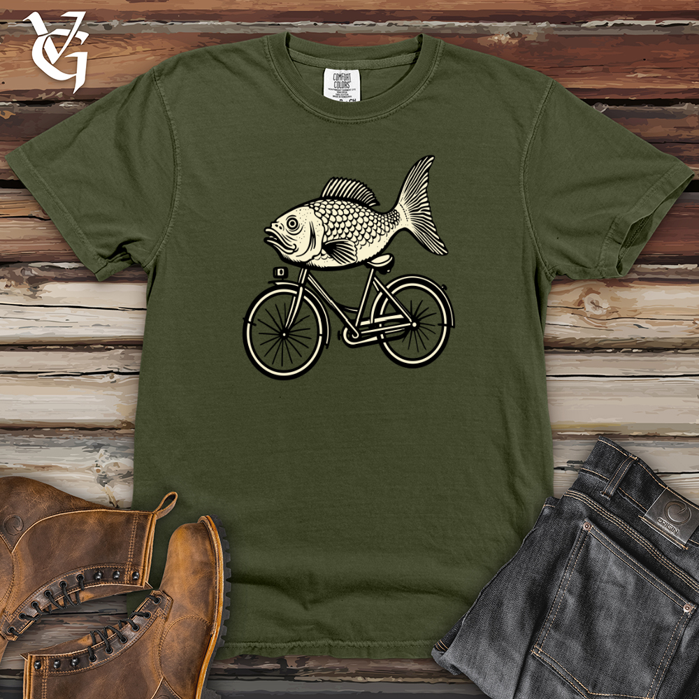 Viking Goods Retro Riding Fish Heavy Cotton Comfort Colors Tee Moss / L