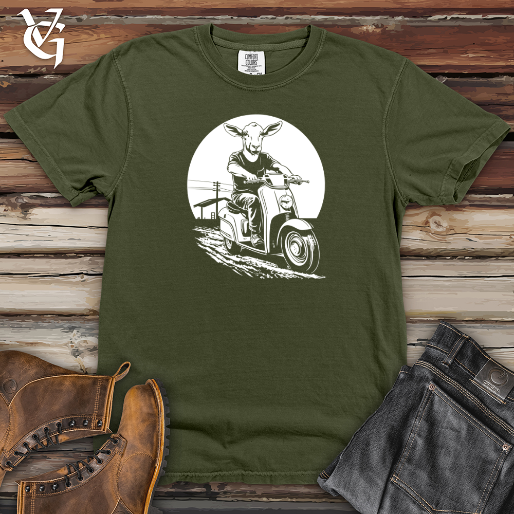 Viking Goods Retro Scootin Livestock Heavy Cotton Comfort Colors Tee Moss / L