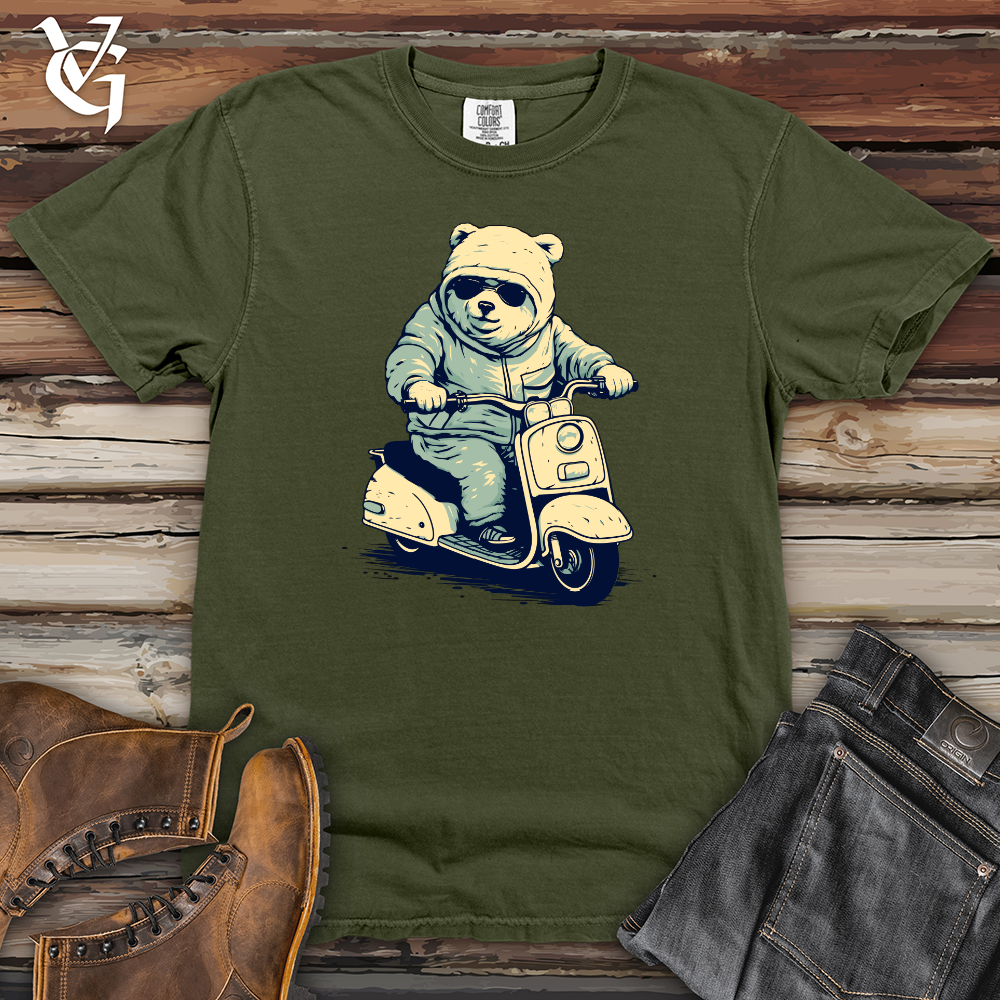 Viking Goods Retro Scooting Bear Heavy Cotton Comfort Colors Tee Moss / L