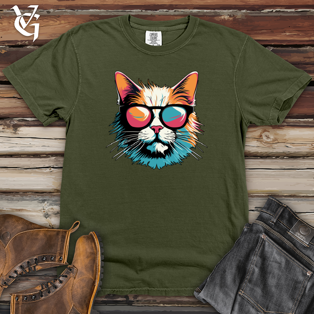 Viking Goods Retro Shades Cat  Heavy Cotton Comfort Colors Tee Moss / L