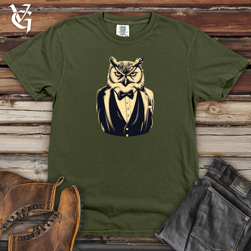 Viking Goods Retro Tuxedo Owl Heavy Cotton Comfort Colors Tee Moss / L