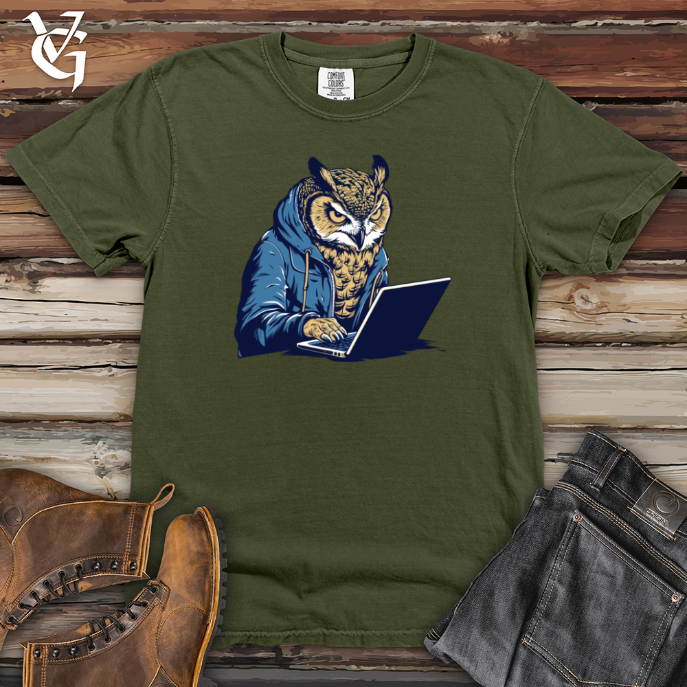 Viking Goods Retro Wise Tech Owl Heavy Cotton Comfort Colors Tee Moss / L