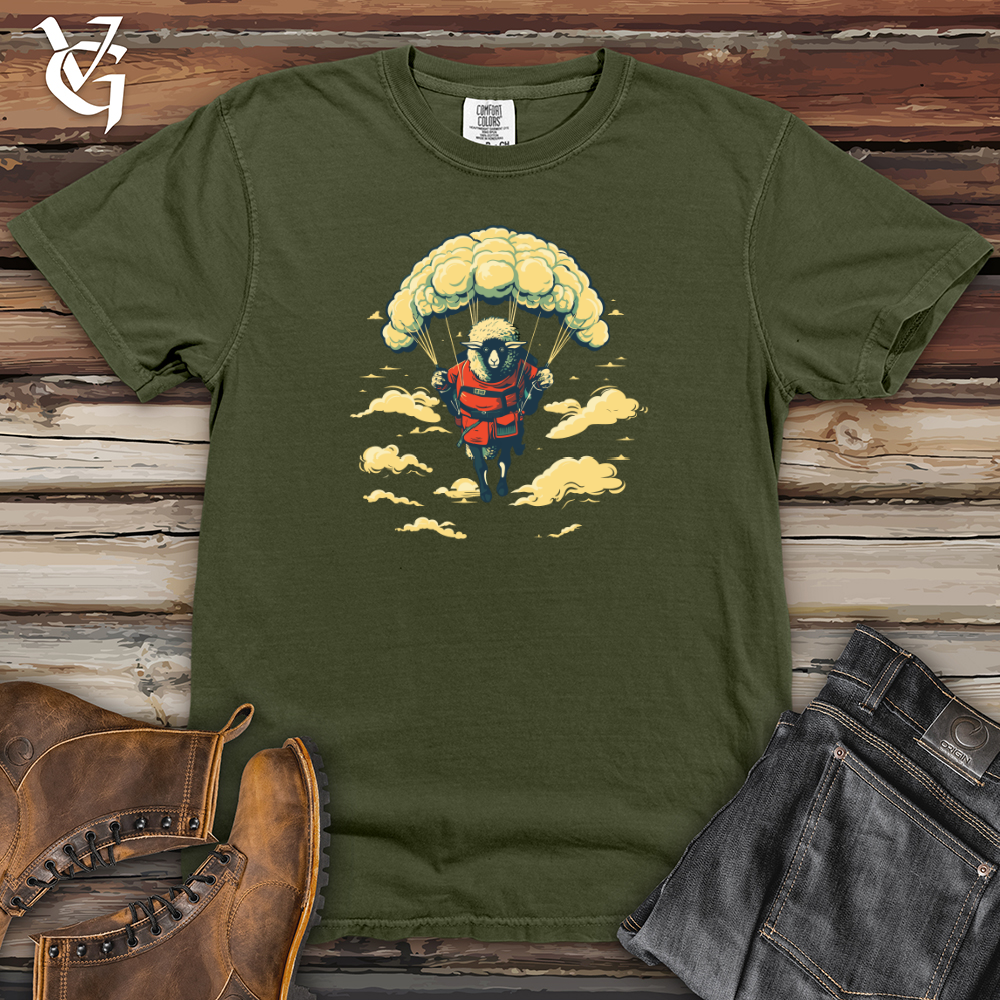 Viking Goods Sheep Skydive Parachute Adventure Heavy Cotton Comfort Colors Tee Moss / L