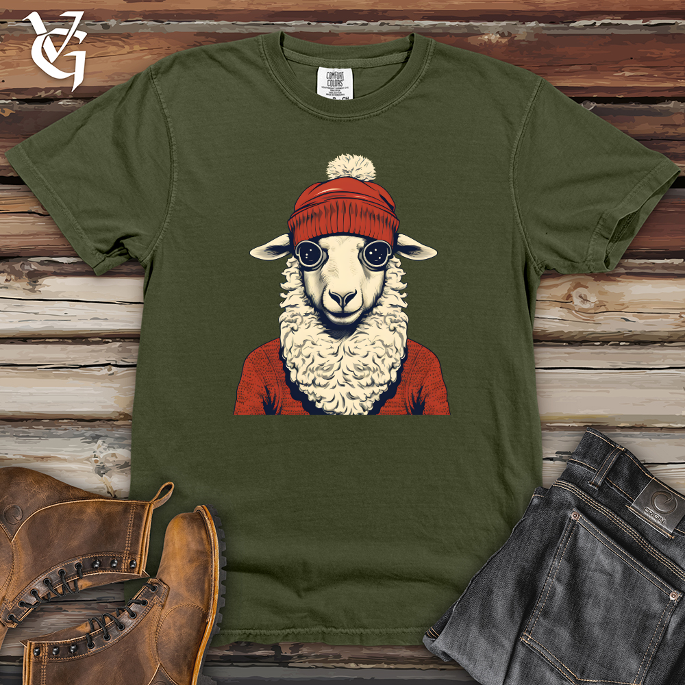 Viking Goods Sheep Winter Beanie Warmth Style Heavy Cotton Comfort Colors Tee Moss / L