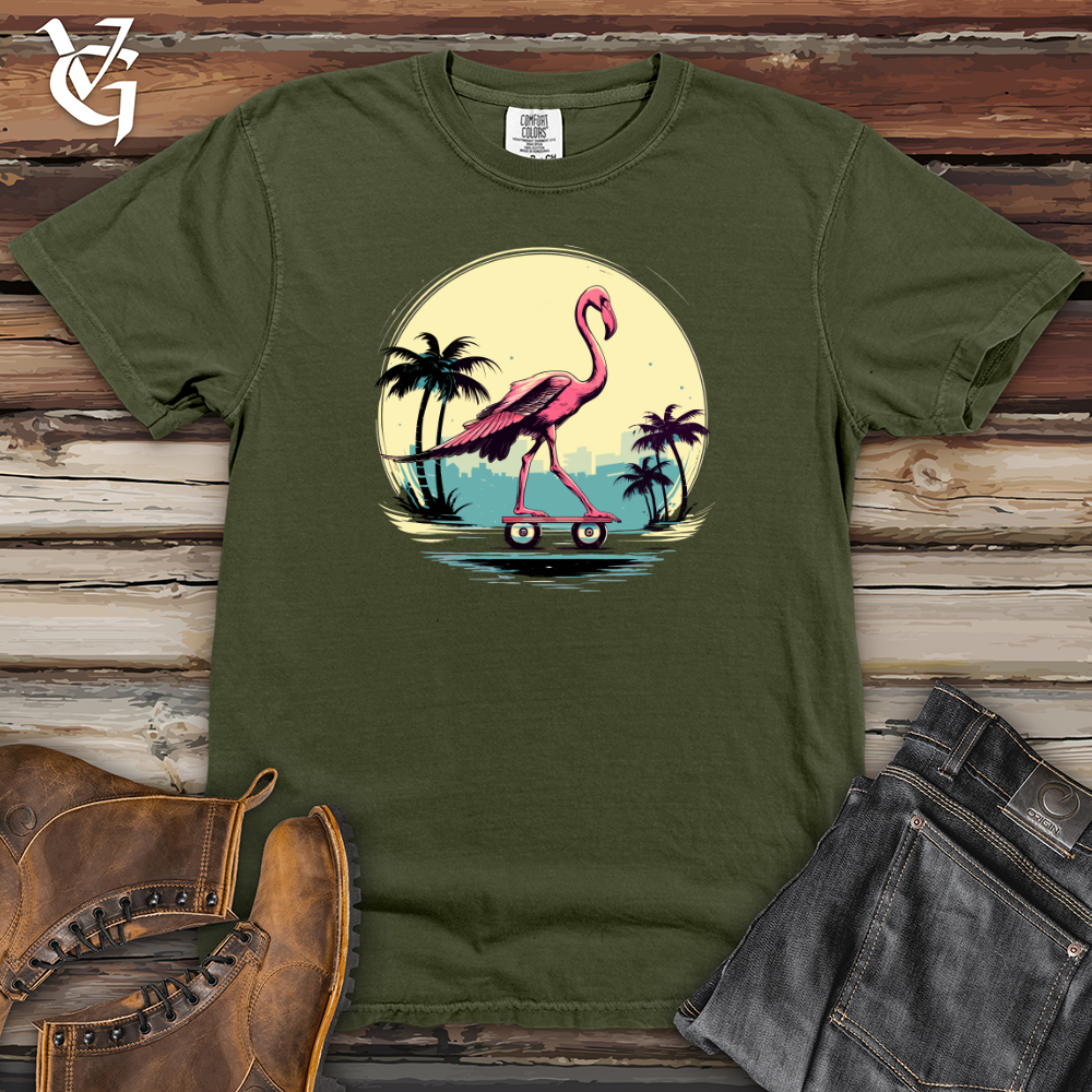 Viking Goods Skateboarding Flamingo Sunset Heavy Cotton Comfort Colors Tee Moss / L