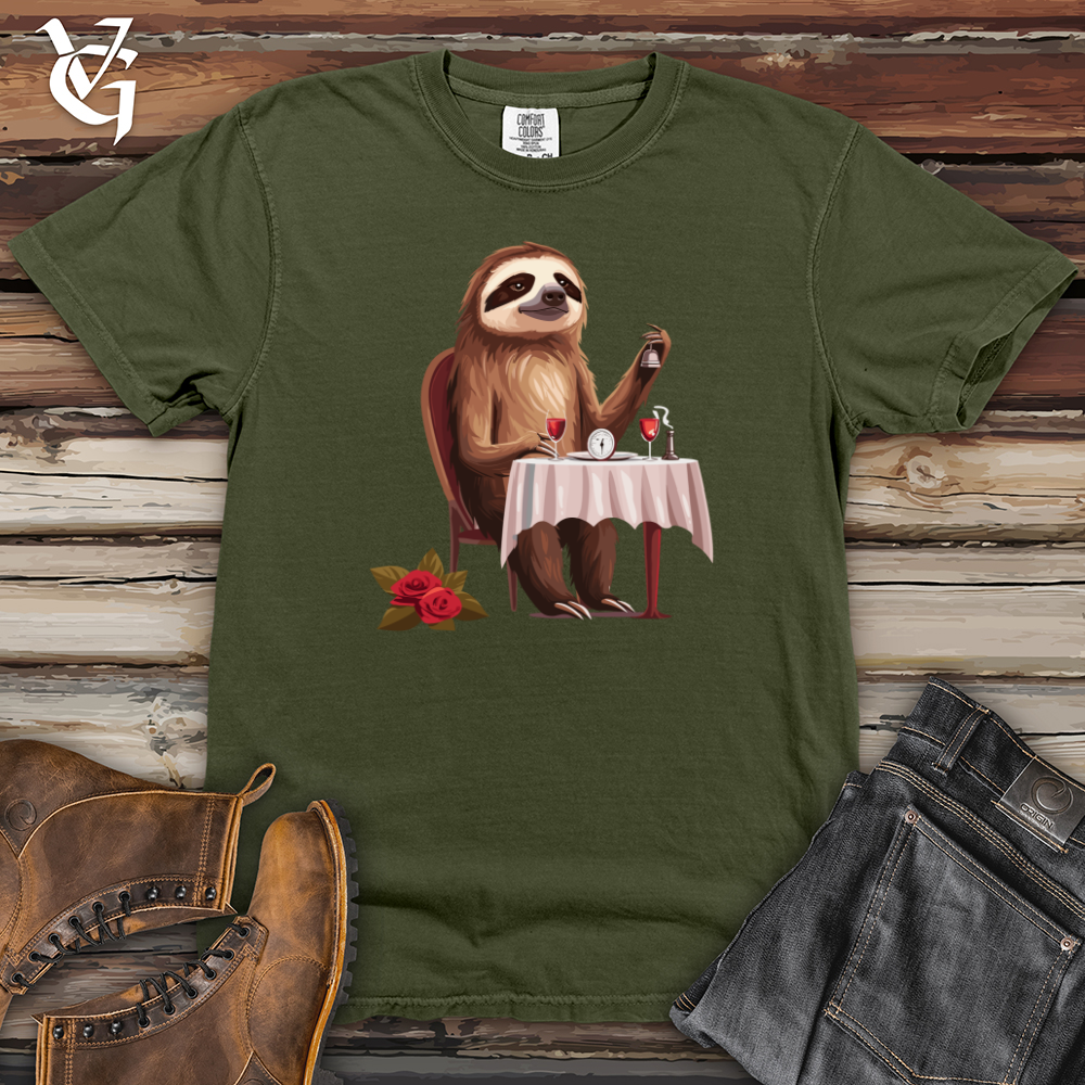 Viking Goods Sloth Fine Dining Heavy Cotton Comfort Colors Tee Moss / L