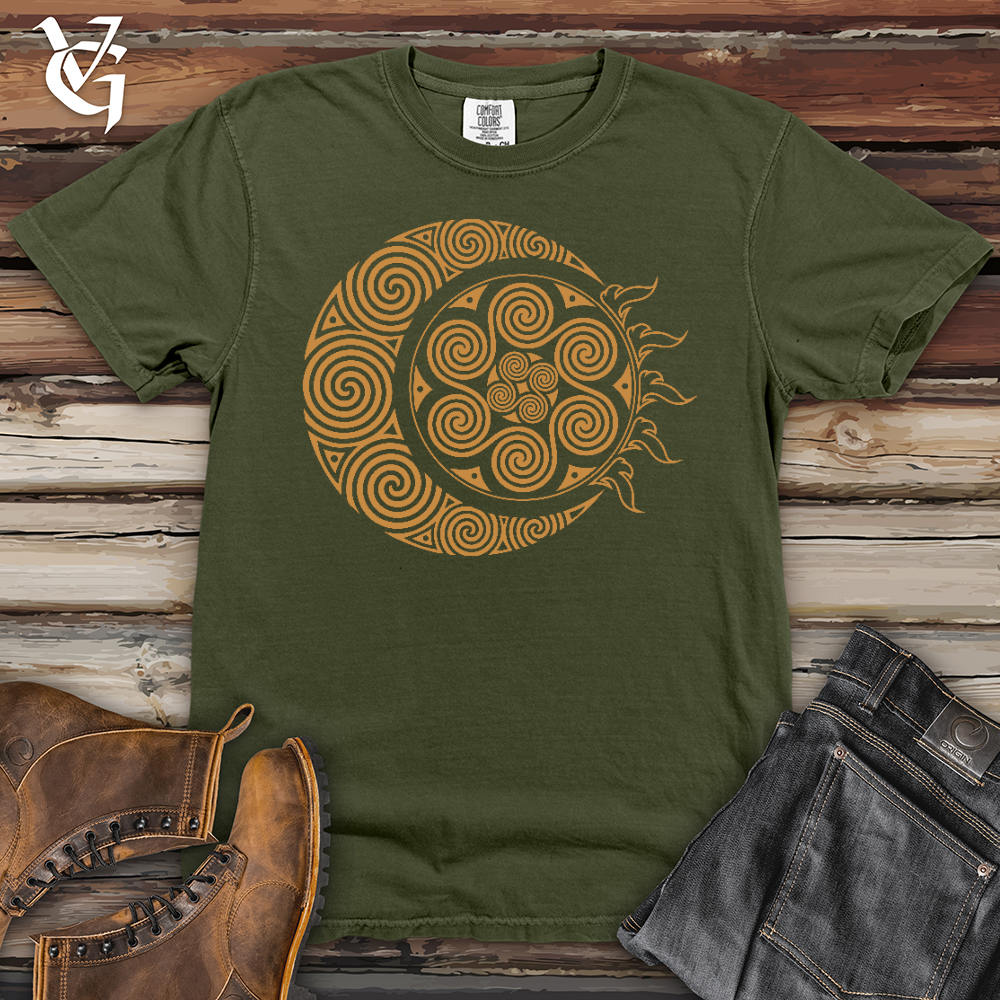 Viking Goods Spiral Celtic Moon Heavy Cotton Comfort Colors Tee Moss / L