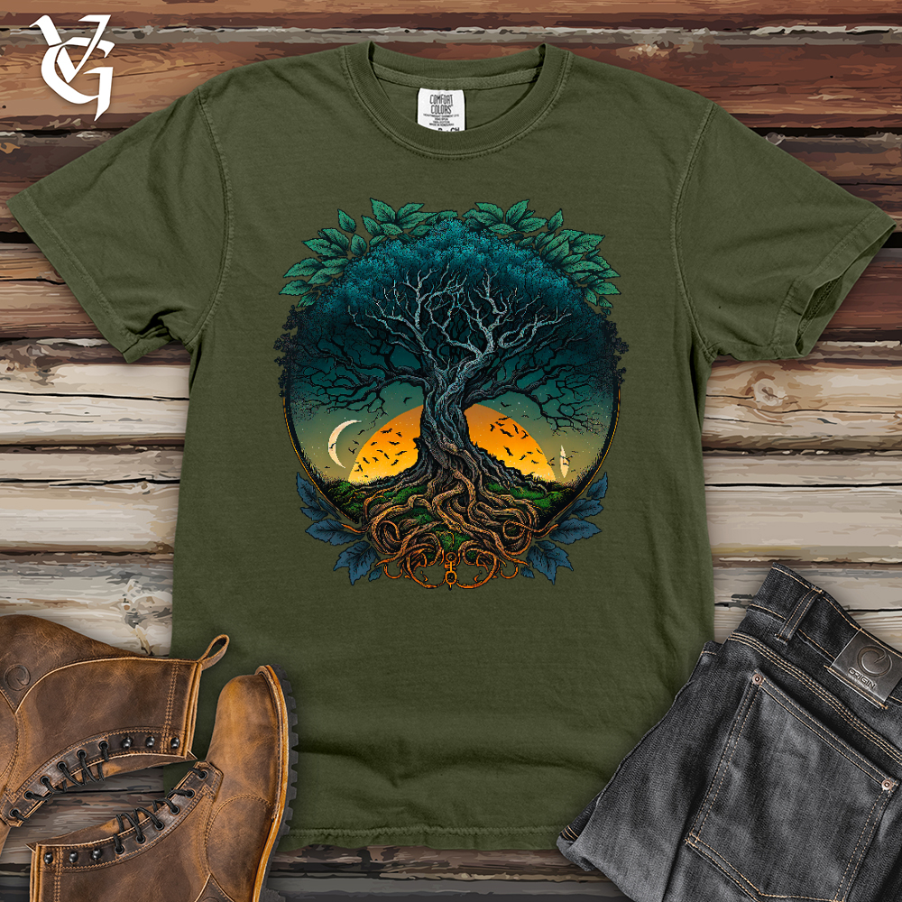 Viking Goods Sunset Yggdrasil Heavy Cotton Comfort Colors Tee Moss / L