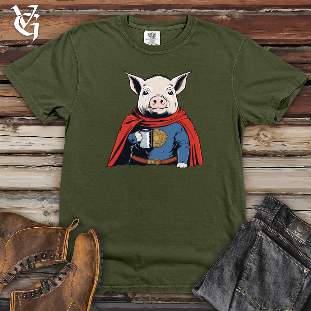 Viking Goods Super Hero Pig Heavy Cotton Comfort Colors Tee Moss / L