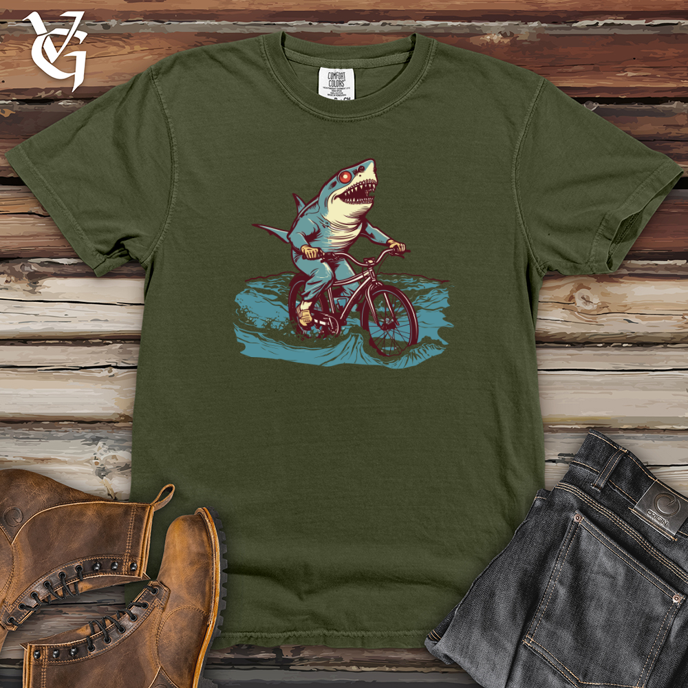 Viking Goods Surfing Shark Wheels Heavy Cotton Comfort Colors Tee Moss / L